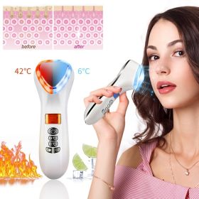 LED Face Beauty Massager Hot Cold Hammer Ultrasonic Cryotherapy Facial Vibration Massager Face Body Spa Ion Beauty Instrument (Color: White)