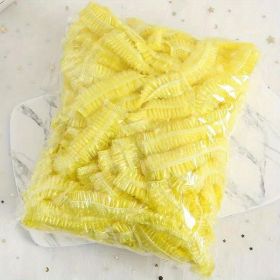 100pcs Plastic Disposable Shower Cap; Hair Dye Shower Cap; Plastic Beauty Salon Cap (Color: Yellow)