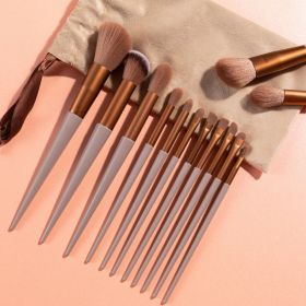 New 13Pcs Makeup Brush Set Makeup Concealer Brush Blush Loose Powder Brush Eye Shadow Highlighter Foundation Brush Beauty Tools (Handle Color: 13Pcs-velvet bag)