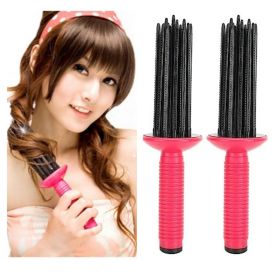 17 Teeth Round Comb Hair Brush Styler for Curly Hair, Portable Anti Slip Curling Wand (size: 2PCS)